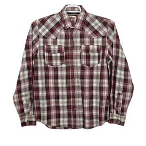 Vintage Levi's Mens Small Plaid Pearl Snaps Western Long Sleeve Button Up Shirt